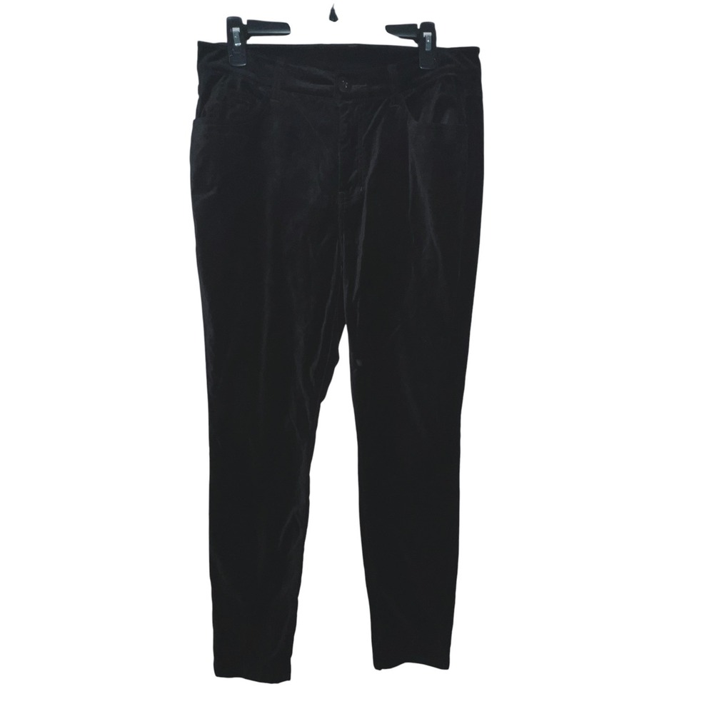 CAbi 4073 Gala Velvet Pants Women 10 High Rise Stretch Cotton Zip Closure Black - Picture 2 of 10